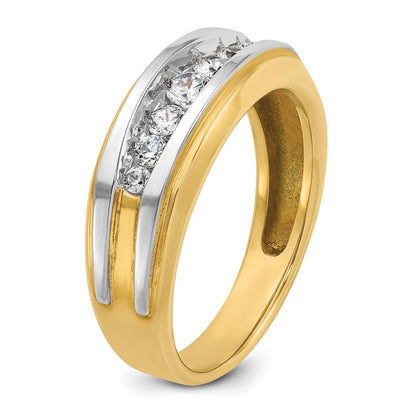 14K Gelb- und Rhodiumgold mit Weißrhodium Herren-Diamantring mit 0,5 ct. Diamanten, komplett besetzt