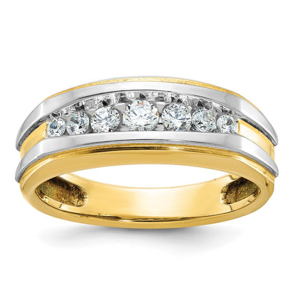 14K Gelb- und Rhodiumgold mit Weißrhodium Herren-Diamantring mit 0,5 ct. Diamanten, komplett besetzt