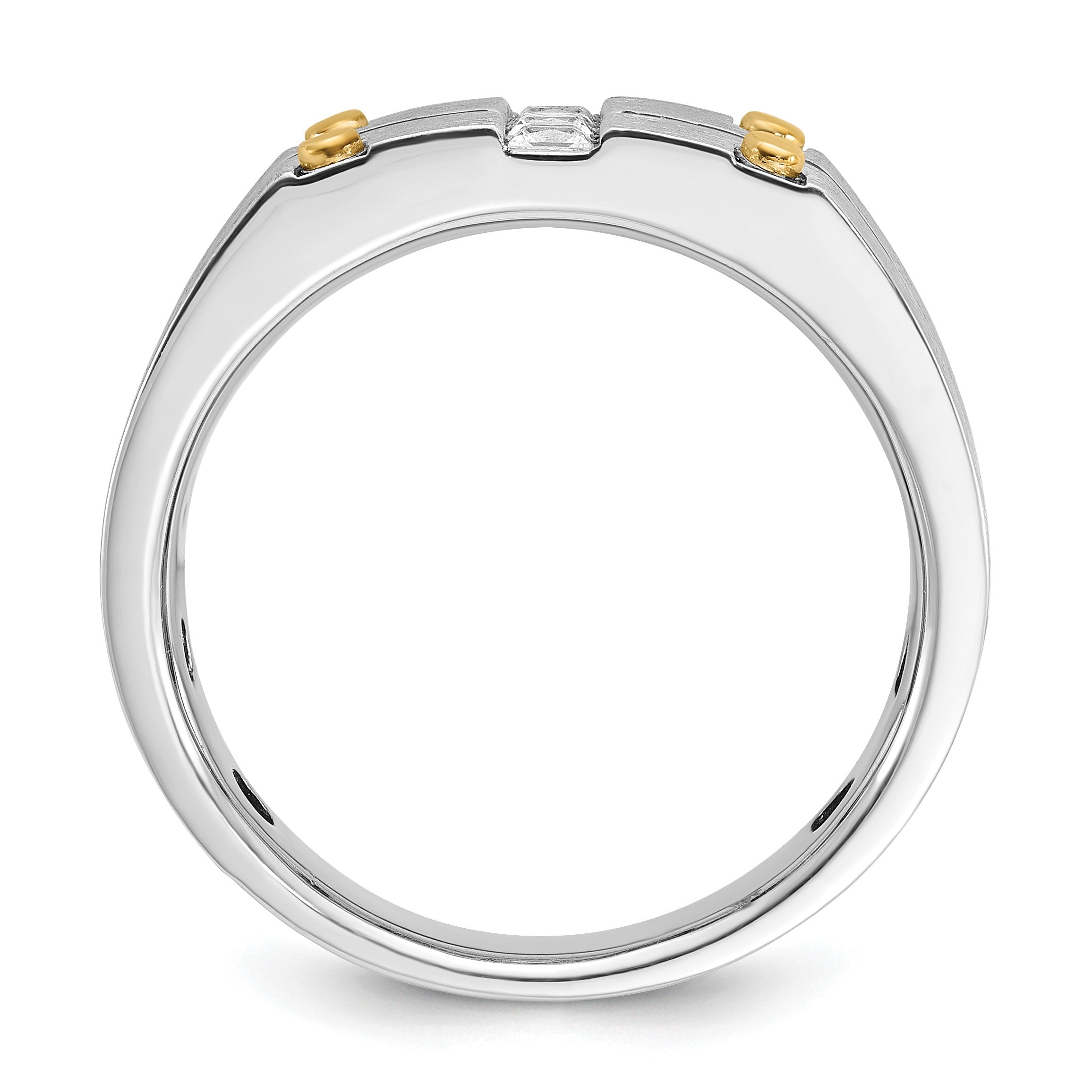 14K Bicolor Gold mit Schwarzrhodium Herren-Ring mit satinierter Oberfläche und 0,3 ct. Diamant, komplett gefasst