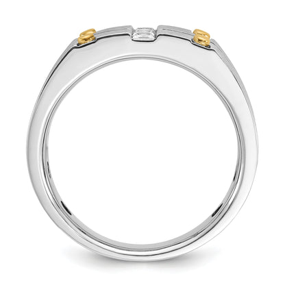 14K Bicolor Gold mit Schwarzrhodium Herren-Ring mit satinierter Oberfläche und 0,3 ct. Diamant, komplett gefasst