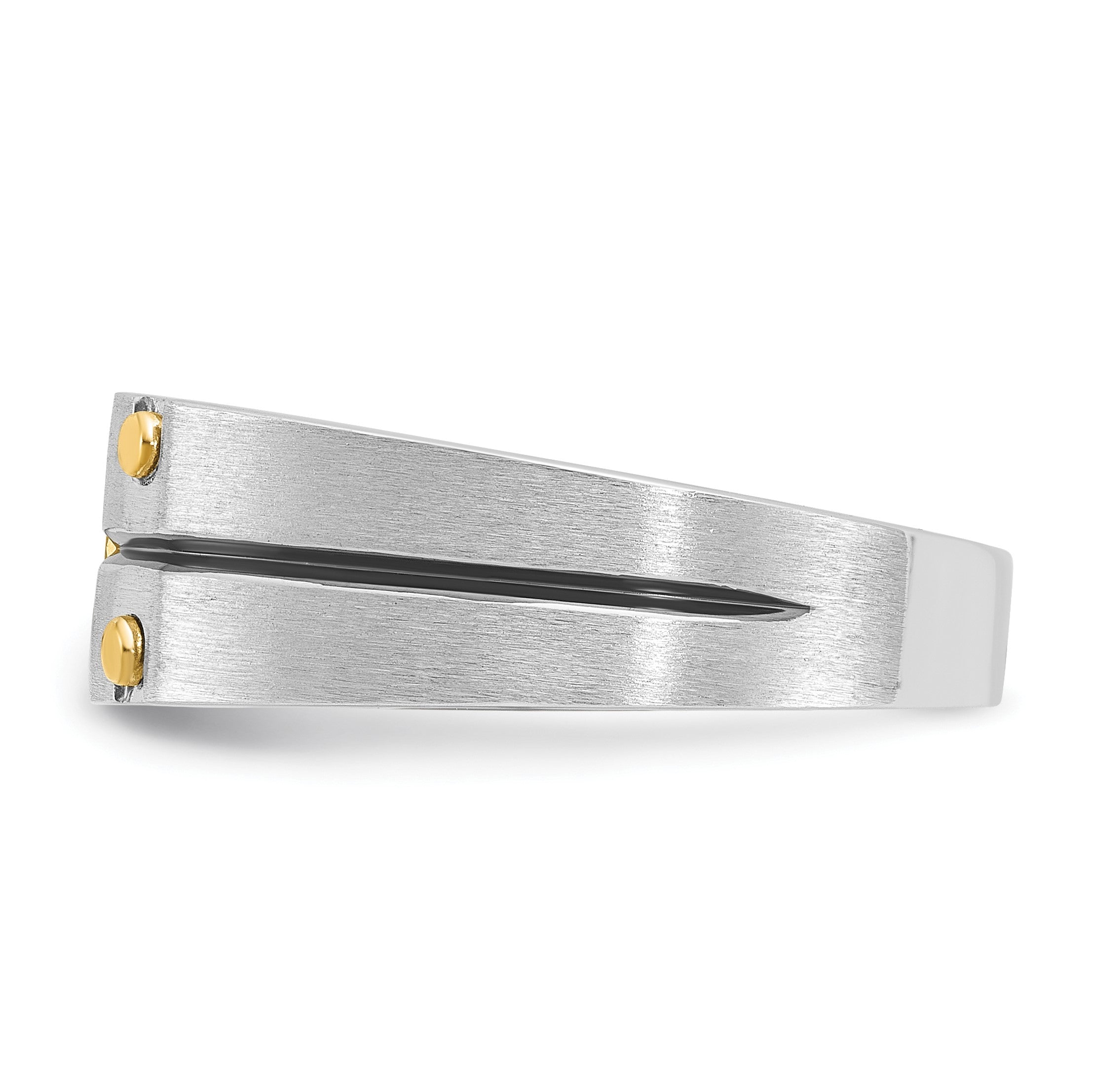 14K Bicolor Gold mit Schwarzrhodium Herren-Ring mit satinierter Oberfläche und 0,3 ct. Diamant, komplett gefasst