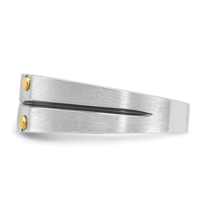 14K Bicolor Gold mit Schwarzrhodium Herren-Ring mit satinierter Oberfläche und 0,3 ct. Diamant, komplett gefasst
