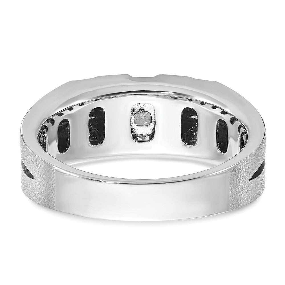 14K Bicolor Gold mit Schwarzrhodium Herren-Ring mit satinierter Oberfläche und 0,3 ct. Diamant, komplett gefasst