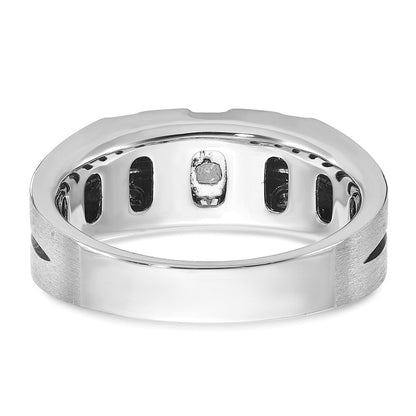 14K Bicolor Gold mit Schwarzrhodium Herren-Ring mit satinierter Oberfläche und 0,3 ct. Diamant, komplett gefasst