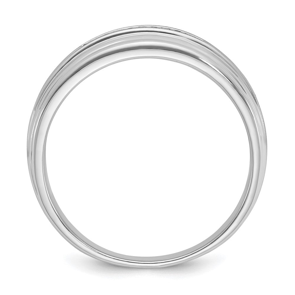 14K Weißgold Herren Ring, poliert und satiniert, mit 0,05K Diamant, komplett besetzt