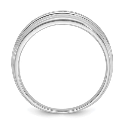 14K Weißgold Herren Ring, poliert und satiniert, mit 0,05K Diamant, komplett besetzt