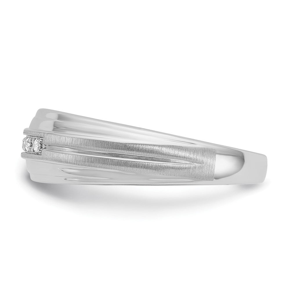 14K Weißgold Herren Ring, poliert und satiniert, mit 0,05K Diamant, komplett besetzt