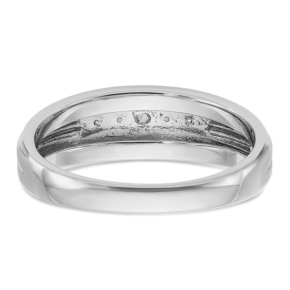 14K Weißgold Herren Ring, poliert und satiniert, mit 0,05K Diamant, komplett besetzt
