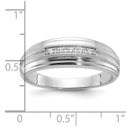 14K Weißgold Herren Ring, poliert und satiniert, mit 0,05K Diamant, komplett besetzt