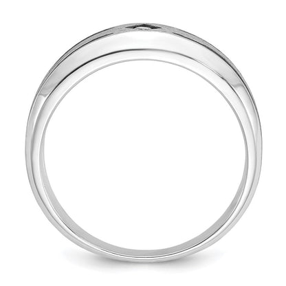 14K Weißgold mit Schwarzrhodium Herren Ring mit satinierter Oberfläche und 0,05K Diamant, komplett besetzt