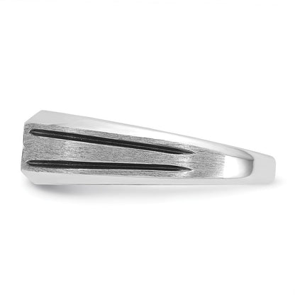 14K Weißgold mit Schwarzrhodium Herren Ring mit satinierter Oberfläche und 0,05K Diamant, komplett besetzt