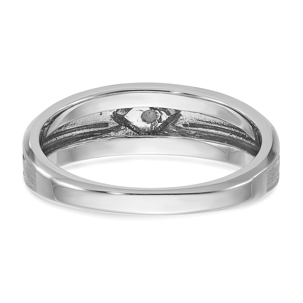 14K Weißgold mit Schwarzrhodium Herren Ring mit satinierter Oberfläche und 0,05K Diamant, komplett besetzt