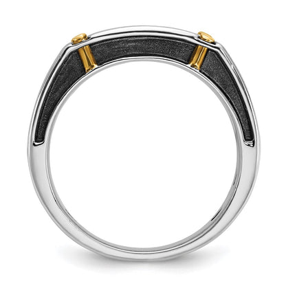 14K Bicolor-Gold mit Schwarzrhodium Herren Satin-Diamantring mit 0,5 ct. Diamant, komplett besetzt