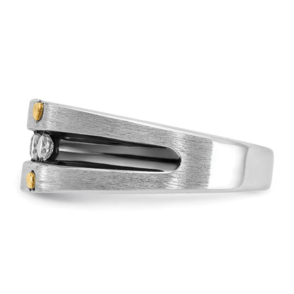 14K Bicolor-Gold mit Schwarzrhodium Herren Satin-Diamantring mit 0,5 ct. Diamant, komplett besetzt