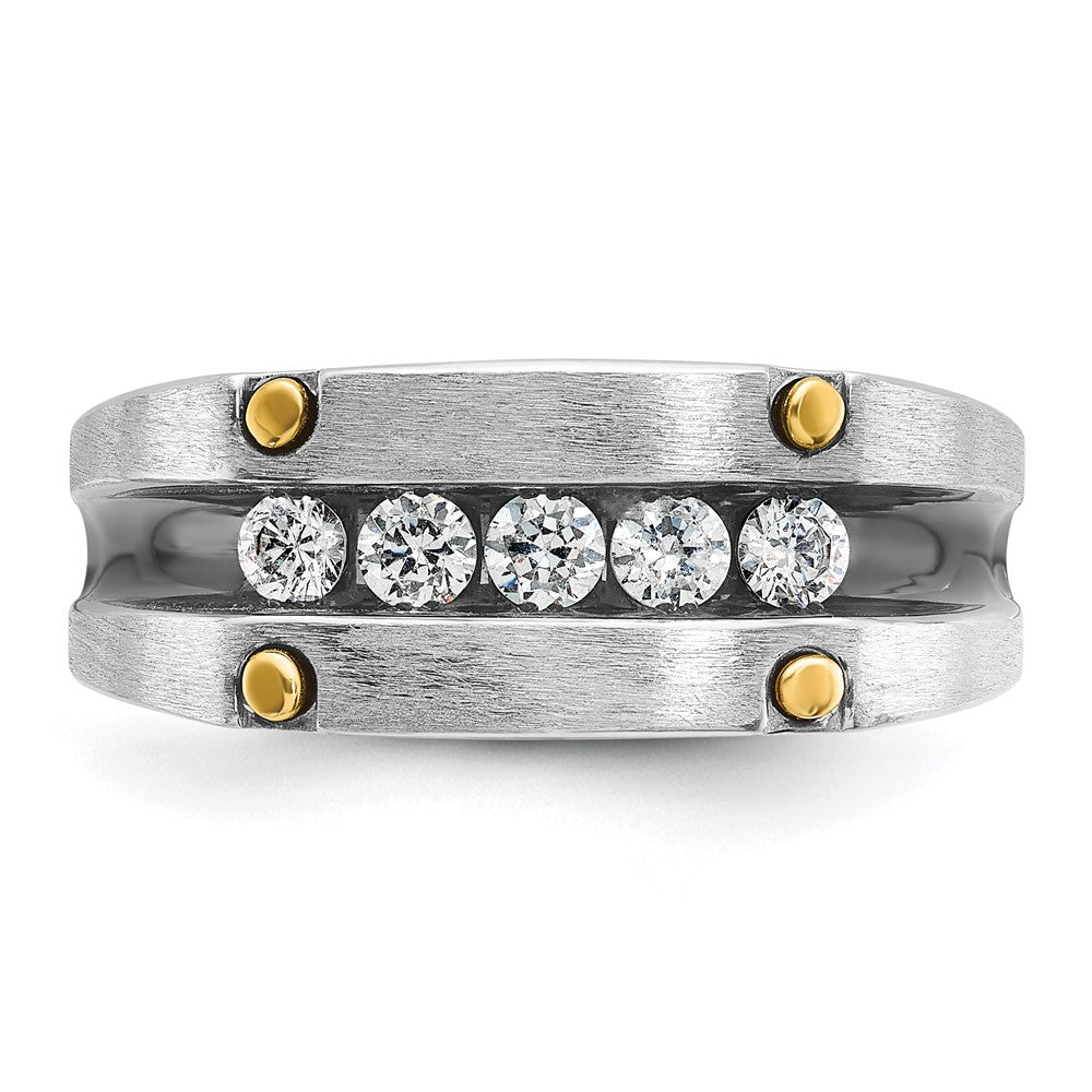 14K Bicolor-Gold mit Schwarzrhodium Herren Satin-Diamantring mit 0,5 ct. Diamant, komplett besetzt