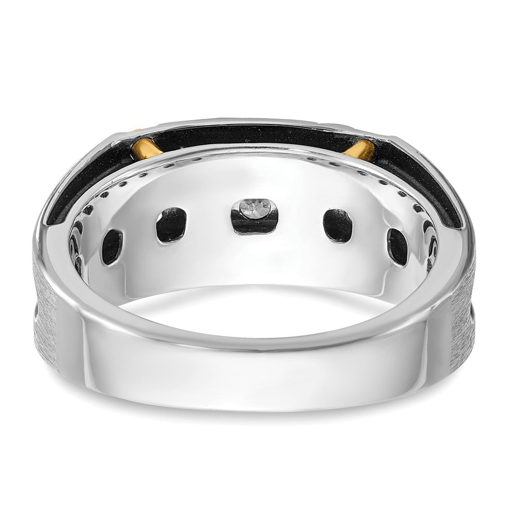 14K Bicolor-Gold mit Schwarzrhodium Herren Satin-Diamantring mit 0,5 ct. Diamant, komplett besetzt