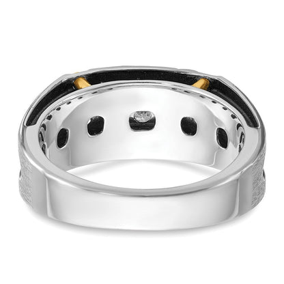 14K Bicolor-Gold mit Schwarzrhodium Herren Satin-Diamantring mit 0,5 ct. Diamant, komplett besetzt