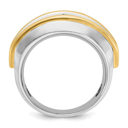 14K Zweifarbiges Gold Herren-Diamantring mit 2 ct