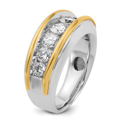 14K Zweifarbiges Gold Herren-Diamantring mit 2 ct