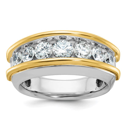 14K Zweifarbiges Gold Herren-Diamantring mit 2 ct
