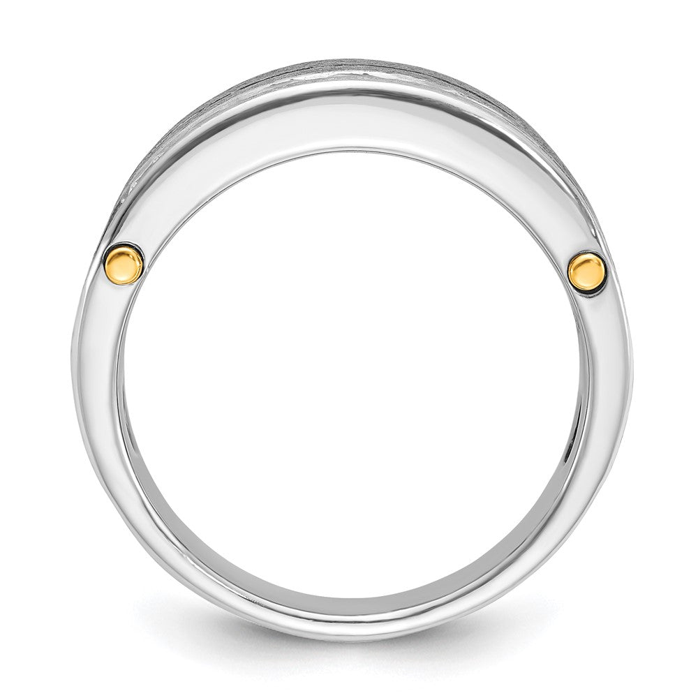 14K Two-Tone Gold mit Schwarzrhodium Herren Satin 1K Diamant Komplettring