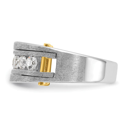 14K Two-Tone Gold mit Schwarzrhodium Herren Satin 1K Diamant Komplettring