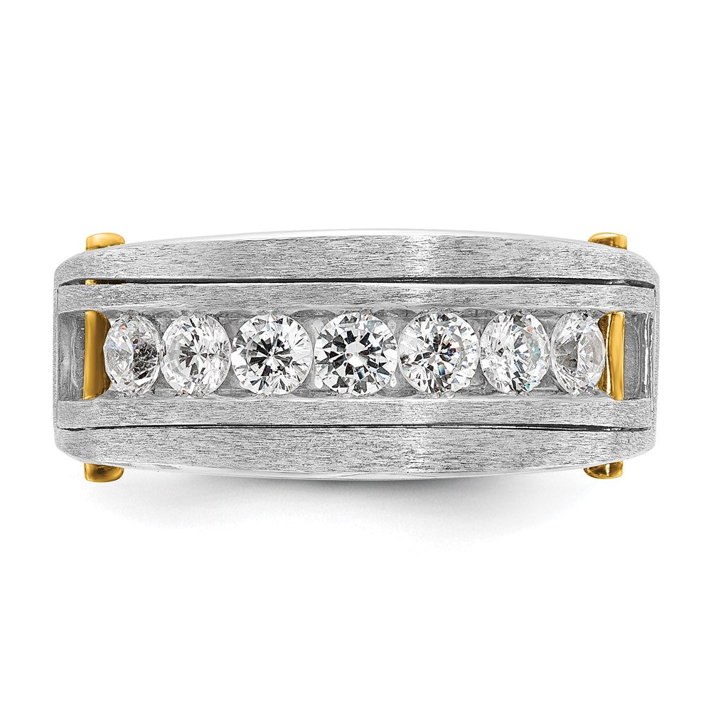 14K Two-Tone Gold mit Schwarzrhodium Herren Satin 1K Diamant Komplettring