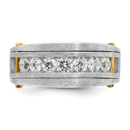 14K Two-Tone Gold mit Schwarzrhodium Herren Satin 1K Diamant Komplettring