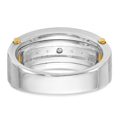 14K Two-Tone Gold mit Schwarzrhodium Herren Satin 1K Diamant Komplettring
