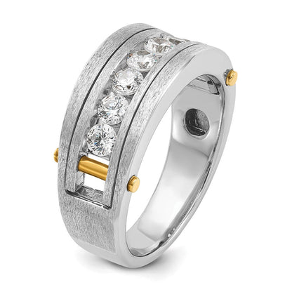 14K Two-Tone Gold mit Schwarzrhodium Herren Satin 1K Diamant Komplettring