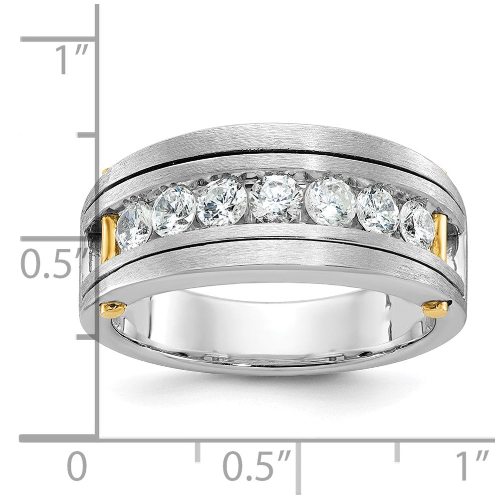 14K Two-Tone Gold mit Schwarzrhodium Herren Satin 1K Diamant Komplettring