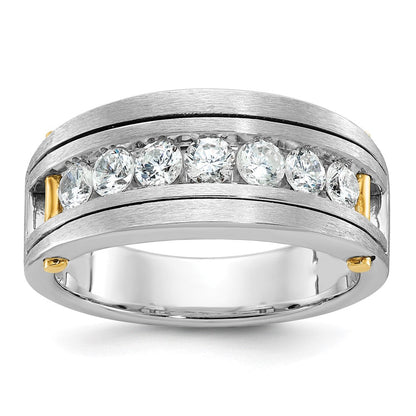 14K Two-Tone Gold mit Schwarzrhodium Herren Satin 1K Diamant Komplettring