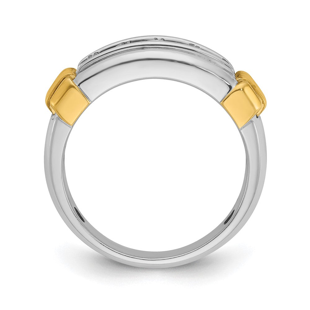 14K Bicolor Gold Herren-Diamantring mit 1K Diamanten, komplett besetzt