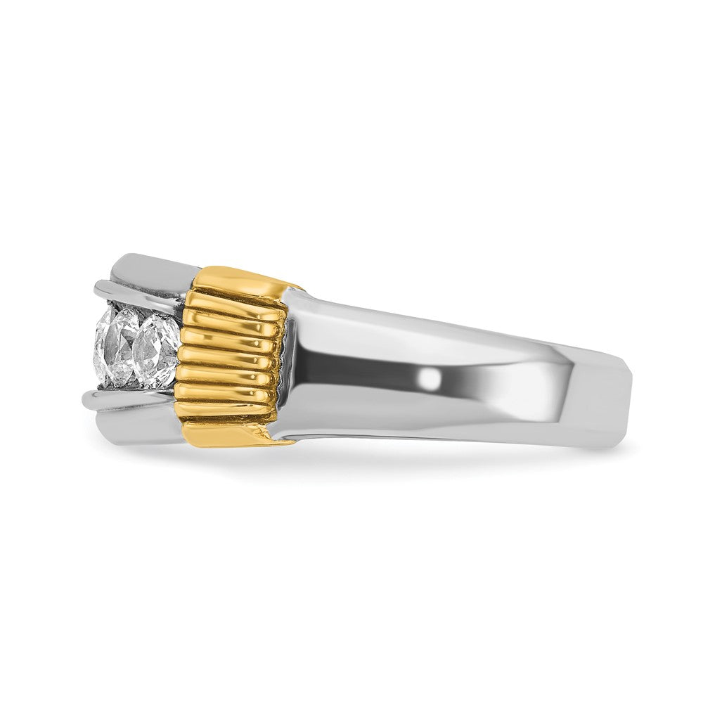 14K Bicolor Gold Herren-Diamantring mit 1K Diamanten, komplett besetzt