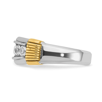 14K Bicolor Gold Herren-Diamantring mit 1K Diamanten, komplett besetzt