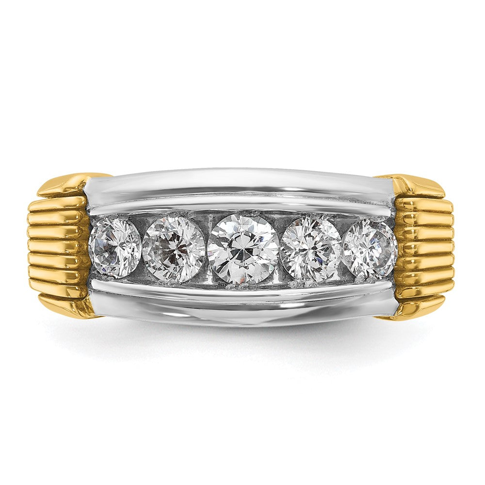 14K Bicolor Gold Herren-Diamantring mit 1K Diamanten, komplett besetzt