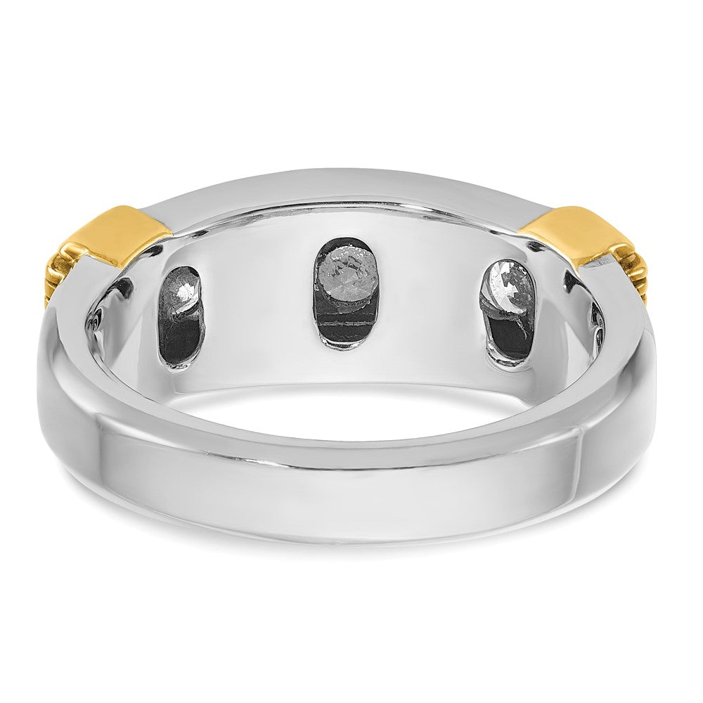 14K Bicolor Gold Herren-Diamantring mit 1K Diamanten, komplett besetzt