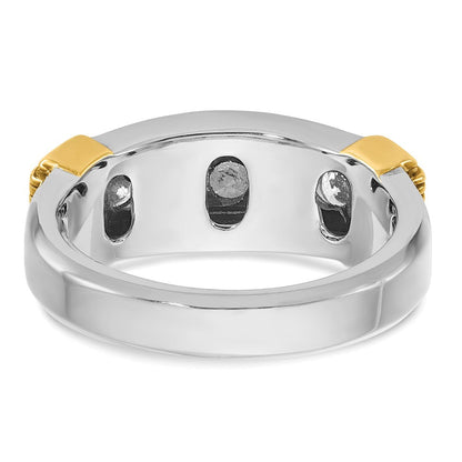 14K Bicolor Gold Herren-Diamantring mit 1K Diamanten, komplett besetzt
