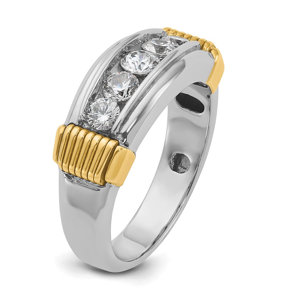 14K Bicolor Gold Herren-Diamantring mit 1K Diamanten, komplett besetzt