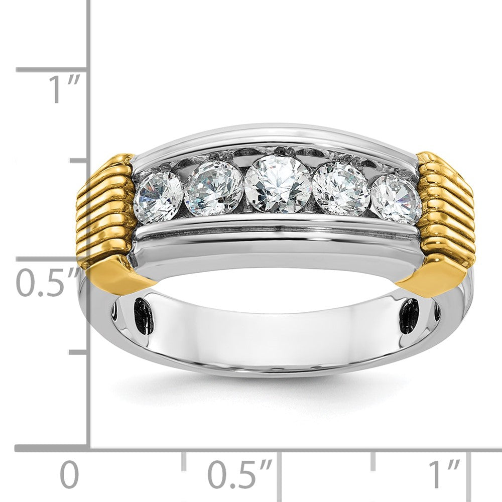 14K Bicolor Gold Herren-Diamantring mit 1K Diamanten, komplett besetzt