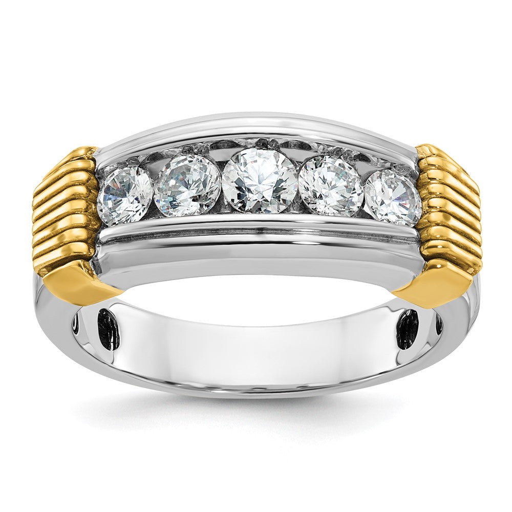 14K Bicolor Gold Herren-Diamantring mit 1K Diamanten, komplett besetzt