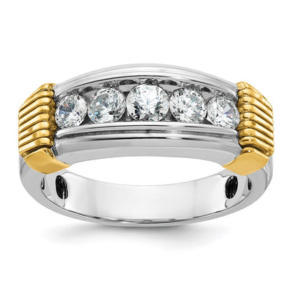 14K Bicolor Gold Herren-Diamantring mit 1K Diamanten, komplett besetzt