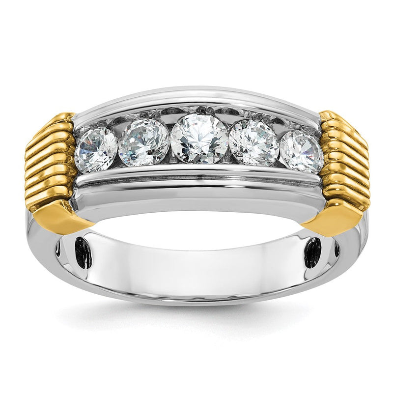 14K Bicolor Gold Herren-Diamantring mit 1K Diamanten, komplett besetzt