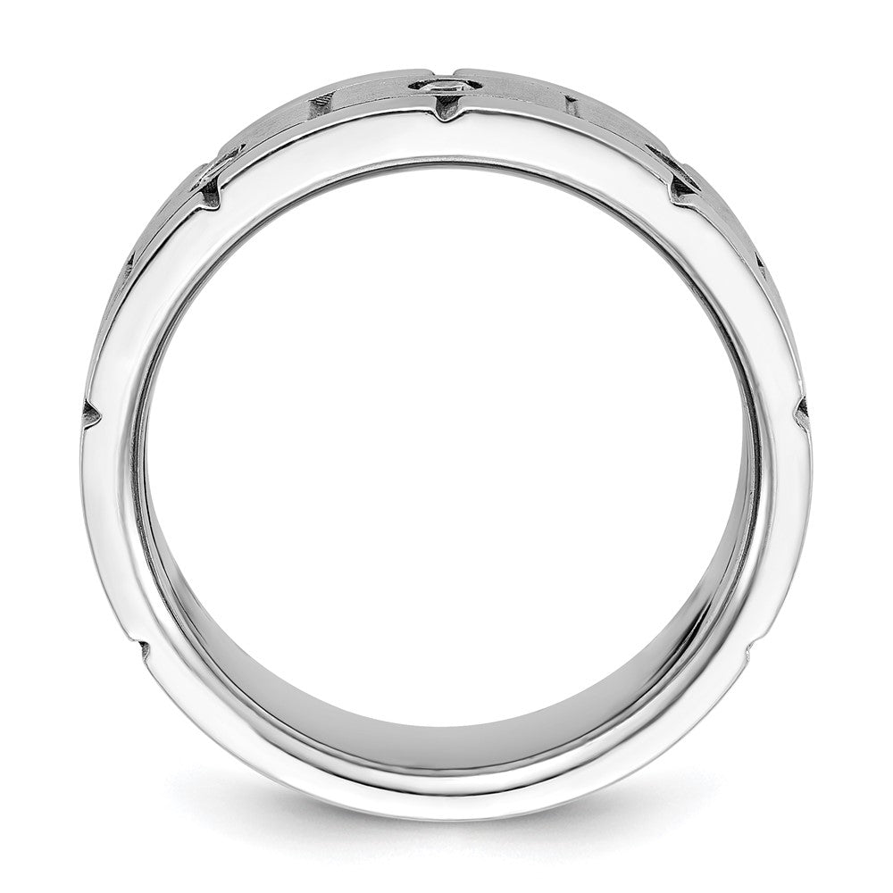 14K Weißgold Herren-Dreisteinring mit 0,17 ct. Laborgewachsenem Diamant VS/SI+ G+, poliert, satiniert und gerillt