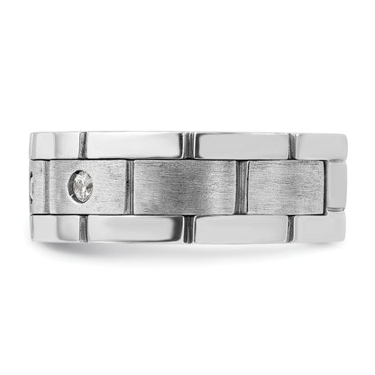 14K Weißgold Herren Ring, poliert und satiniert, 0,17K Diamant, komplett