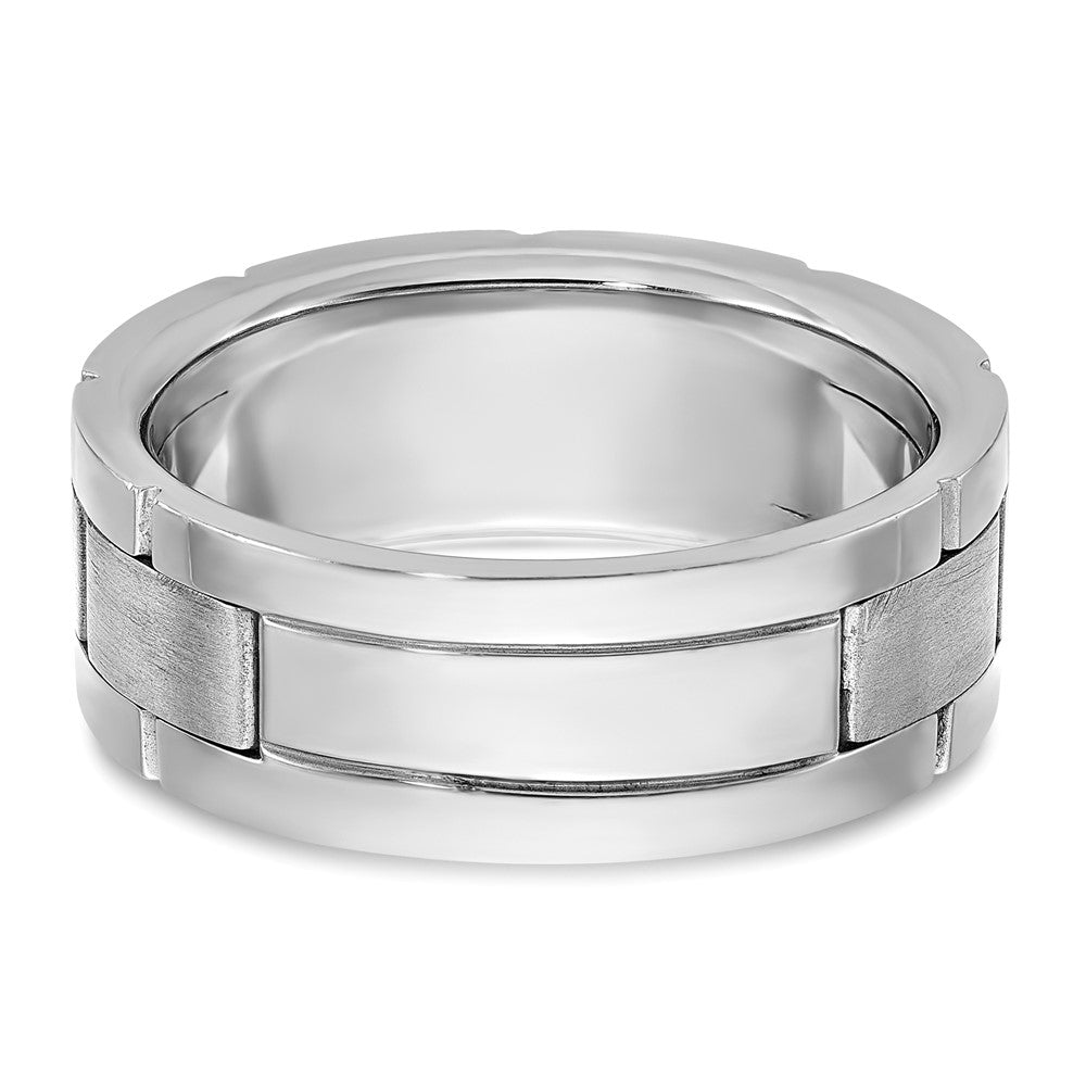 14K Weißgold Herren Ring, poliert und satiniert, 0,17K Diamant, komplett