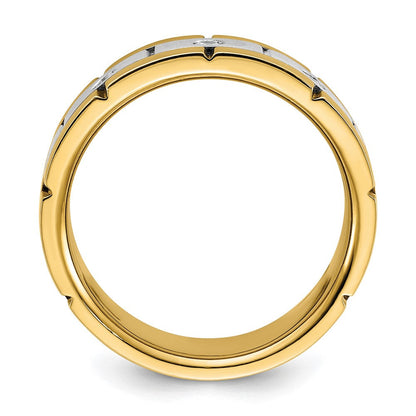 14K Bicolor Ring mit 0,17 ct. Labor-gezüchteten Diamanten VS/SI+ G+ im Drei-Steine-Design für Herren