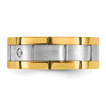14K Bicolor Ring mit 0,17 ct. Labor-gezüchteten Diamanten VS/SI+ G+ im Drei-Steine-Design für Herren