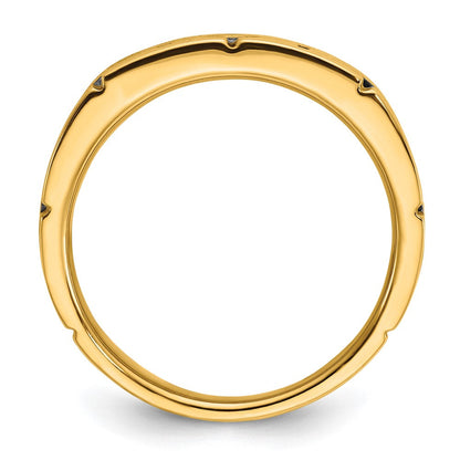 14K Bicolor-Gold Herren-Ring, poliert und satiniert, mit 0,10K Diamant, komplett besetzt