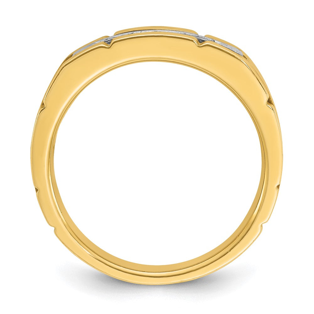 14K Zweifarbiges Gold Herren-Diamantring mit 0,25K, komplett besetzt